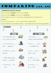 English Worksheet: COMPARING (as...as  / not as ... as)