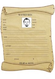 English Worksheet: WANTED SIGN (writing activity+lesson plan)