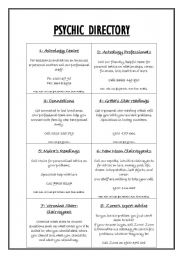 English Worksheet: Giving advice to people calling a psychic