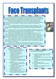 English Worksheet: FACE TRANSPLANTS -  relative pronouns/clauses