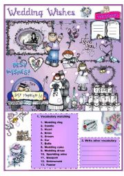 English Worksheet: WEDDING VOCABULARY (8 pages) Adjectives, verbs, adverbs synonyms