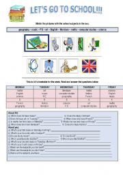 English Worksheet: Lets go to school