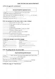 English worksheet: AN EXAM FOR FOOD AND DRINK DEPARTMENT