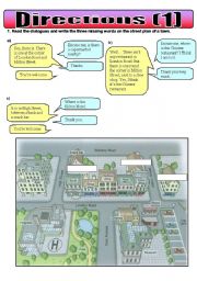 English Worksheet: Asking and giving directions - Part 1 ( 2 pages) 