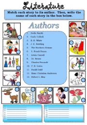 English Worksheet: Literature...Match each of the following popular stories to their authors.