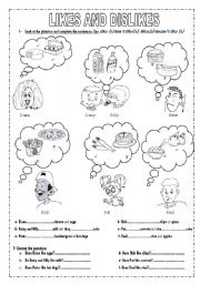 English Worksheet: LIKES AND DISLIKES (2 pages)