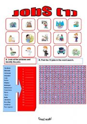 English Worksheet: Jobs wordsearch (1)