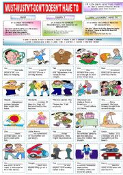 English Worksheet: MUST-MUSTN�T- DON�T/DOESN�T HAVE TO