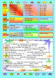 English Worksheet: PREPOSITIONS WITH NOUNS