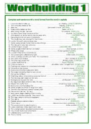 English Worksheet:  Wordbuilding 1