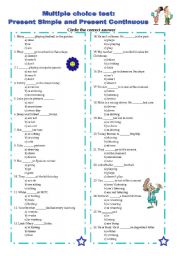 English Worksheet: A test on Present Simple and Present Continuous