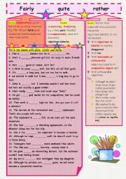 English Worksheet: FAIRLY-QUITE-RATHER