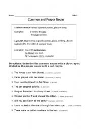 English worksheet: Common and Proper Noun