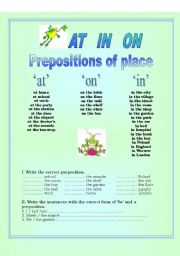 AT IN ON prepositions of place