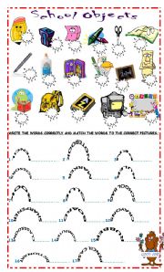 English Worksheet: School Objects