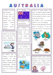 English Worksheet: ENGLISH-SPEAKING COUNTRY (3) - AUSTRALIA 