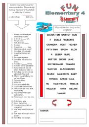 English Worksheet: Fun Sheet Elementary 4