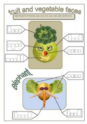 English Worksheet: food faces (dyslexia ws number1)