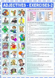 English Worksheet: ADJECTIVES - EXERCISES