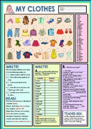 English Worksheet: My clothes