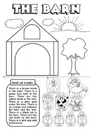 English Worksheet: The barn (there is / are)