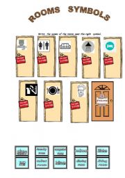 English worksheet: rooms in a house