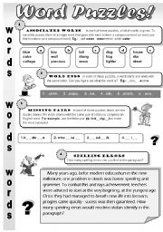 English Worksheet: WORD PUZZLES! PART 1 - amazing word puzzles for intermediate and advanced students (with keys)