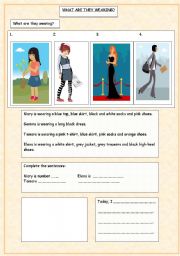 English worksheet: What are they wearing?