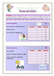 English Worksheet: Parents and Children - Problem solving Activity
