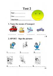 English worksheet: Test 2