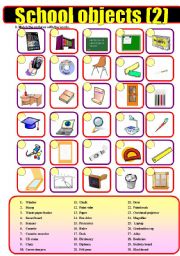 English Worksheet: School objects (2)  