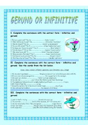 English Worksheet: Gerund Or Infinitive - 2 pages