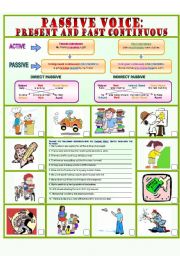 English Worksheet: Passive Voice: Present and Past Continuous