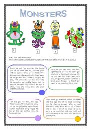 English Worksheet: Monsters/ havve got /parts of the body