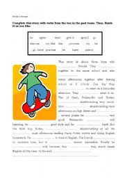 English Worksheet: Past Simple story - skating