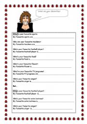 English Worksheet: Favorites - 2