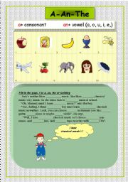 English Worksheet: A-An-The