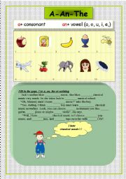 English worksheet: A-An-The