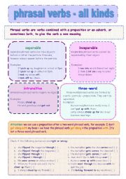 English Worksheet: phrasal verbs - all kinds