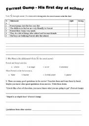 English Worksheet: Forrest Gump activity