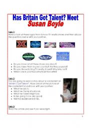 English Worksheet: Has Britain Got Talent? Meet Susan Boyle