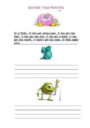 English worksheet: DESCRIBE THESE MONSTERS