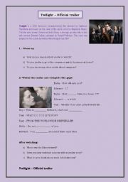 English Worksheet: Twilight Trailer