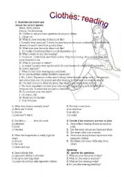 English Worksheet: Clothes: reading - an interview with questions