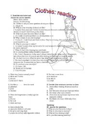 English Worksheet: Clothes: reading - an interview with questions