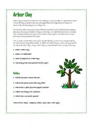 English Worksheet: Arbor Day / Tree Day / Earth Day