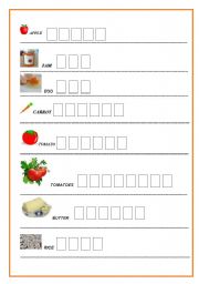 FOOD. Writing exercise for dyslexic learners (or students with learning disabilities)