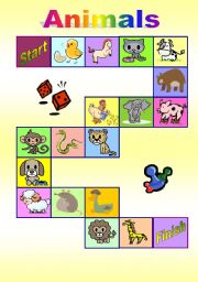 English Worksheet: Board game on animals