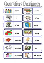 English Worksheet: Quantifiers: Countable & Uncountable Dominoes 