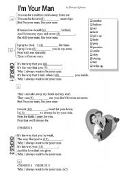 English worksheet: Song Im Your Man by Enrique Iglesias